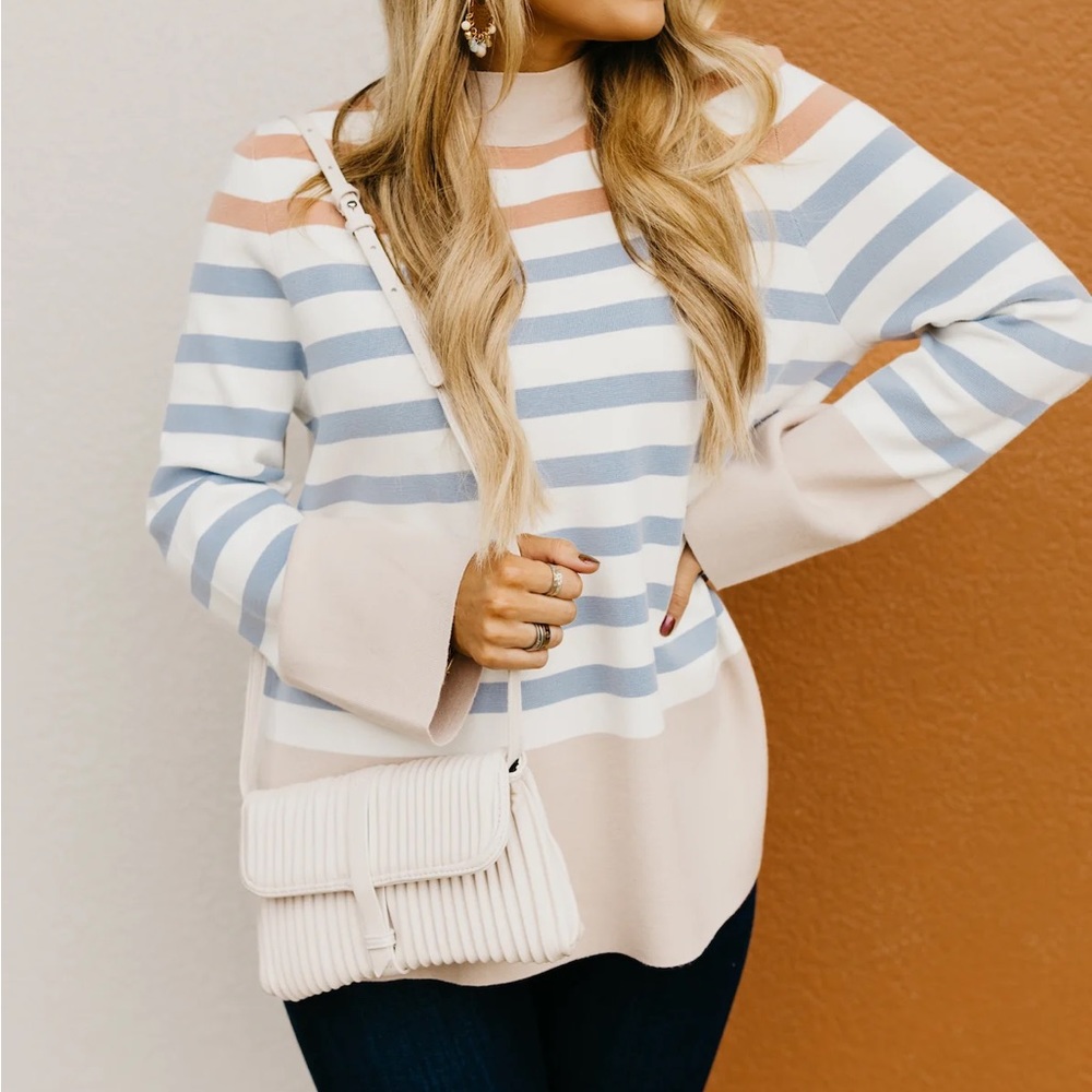 NWT The Alberto Striped Bell Sleeve Sweater